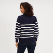 Pull col camionneur zipp&eacute; bleu marine femme