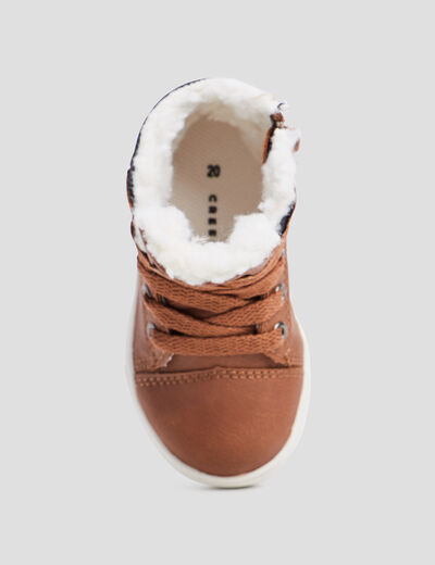 Baskets montantes zippées Creeks marron bébé garçon