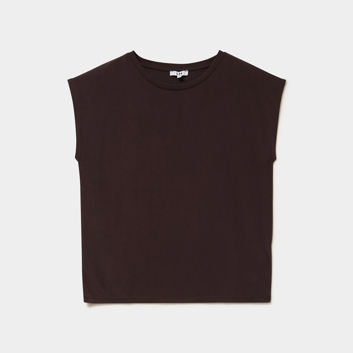 T-shirt manches courtes coupe droite marron fonc&eacute; femme