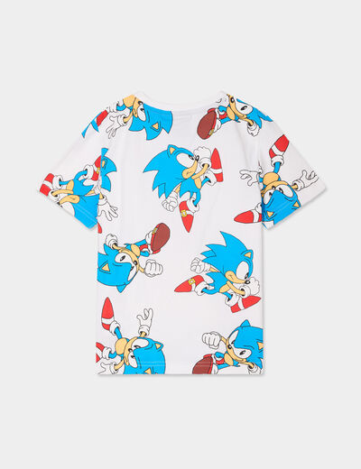 Ensemble pyjama short coton Sonic blanc garçon