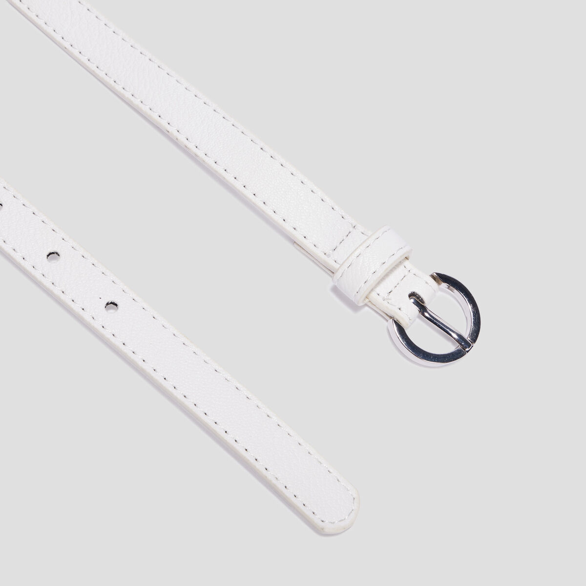 Ceinture avec boucle ronde blanc femme