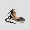 Sandales espadrilles compensées à laçage noir femme