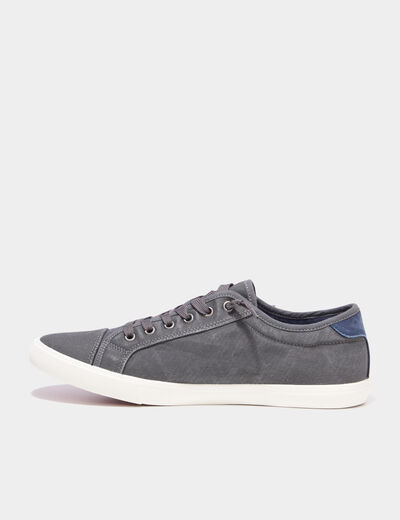 Tennis basses en toile effet denim gris homme
