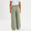 Jeans large taille haute coton vert kaki femme