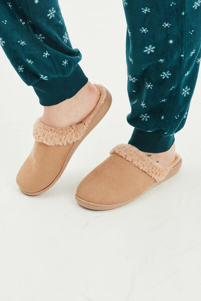 Chaussons mules Isotoner camel femme