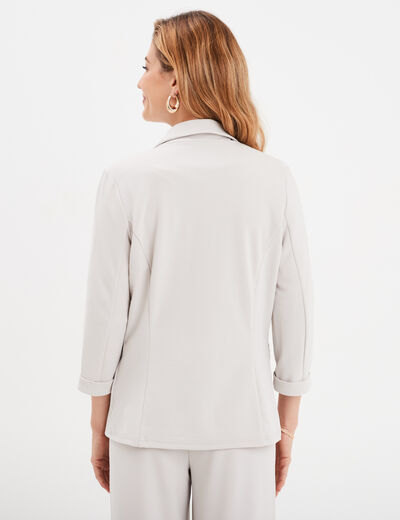 Veste blazer cintré manches 3/4 gris clair femme