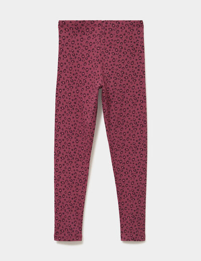 Legging taille &eacute;lastiqu&eacute;e coton bordeaux fille