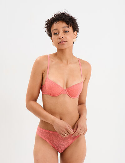 Soutien-gorge corbeille paddé dentelle vieux rose femme