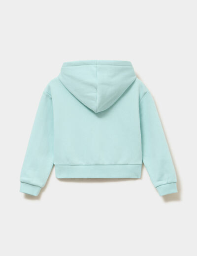 Sweat zipp&eacute; &agrave; capuche vert pastel fille