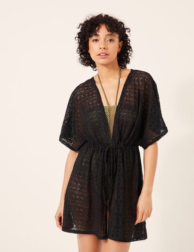 Robe de plage dentelle noir femme