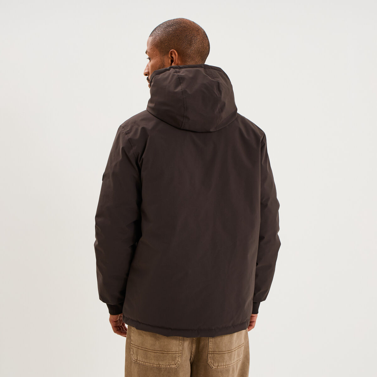 Blouson r&eacute;versible &agrave; capuche zipp&eacute; marron fonc&eacute; homme