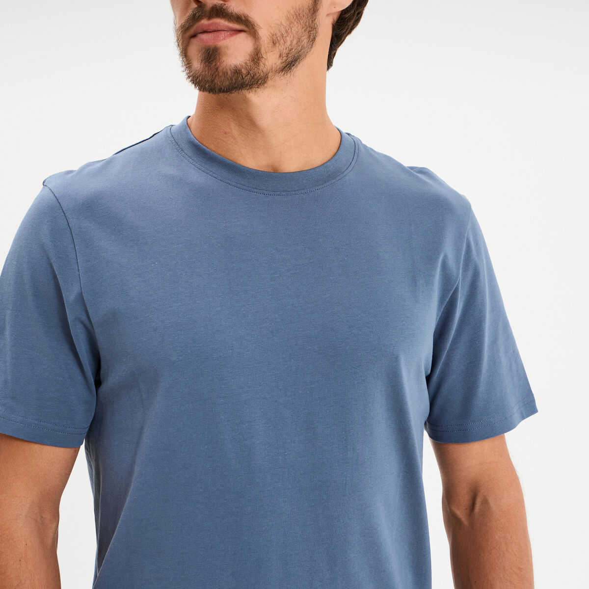 T-shirt slim stretch manches courtes bleu gris homme