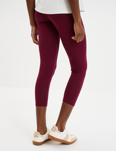 Legging 7/8 &egrave;me taille &eacute;lastiqu&eacute;e bordeaux femme