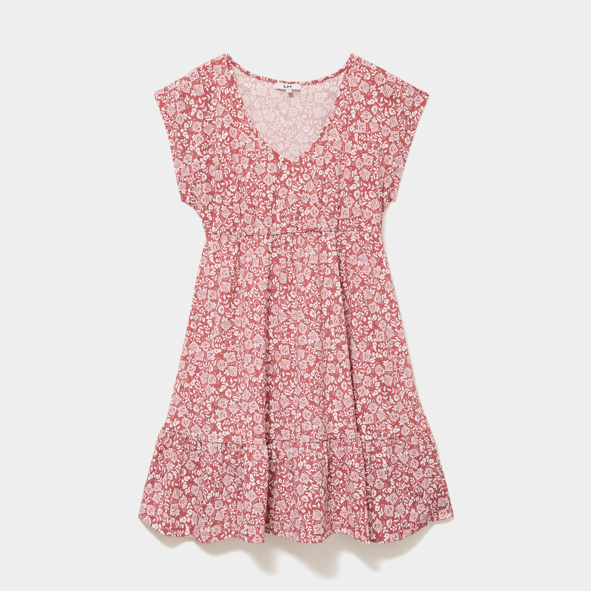 Robe patineuse manches courtes terracotta femme