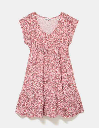 Robe patineuse manches courtes terracotta femme
