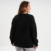Pull droit col en V avec sequins noir femme grande taille