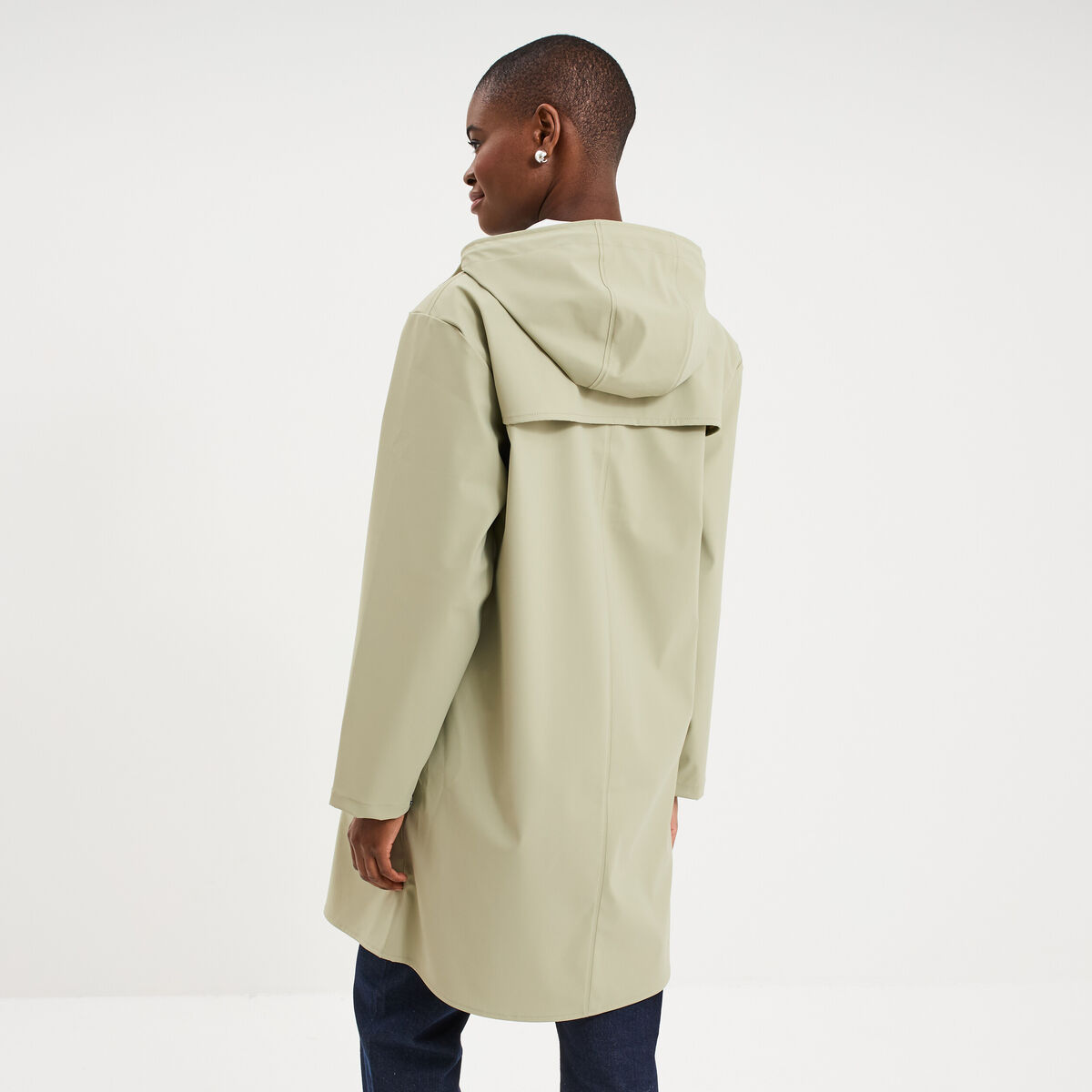 Parka imperm&eacute;able coupe-vent &agrave; capuche vert kaki femme