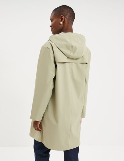 Parka imperm&eacute;able coupe-vent &agrave; capuche vert kaki femme