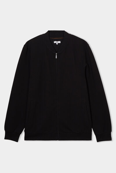 Gilet manches longues zippé noir homme