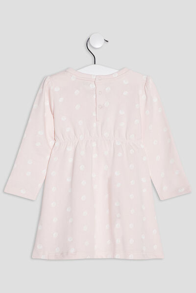 Robe droite molletonnée rose clair bébé fille