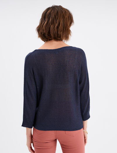 Pull manches longues bleu marine femme