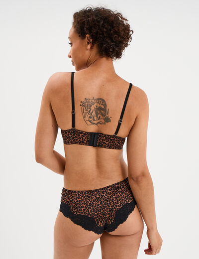 Soutien-gorge bandeau avec dentelle marron femme