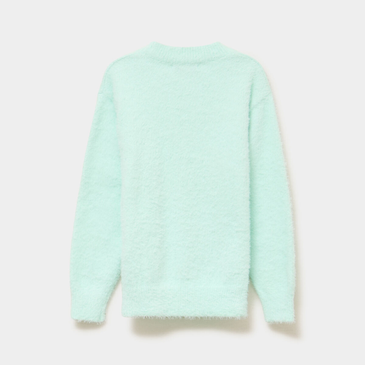 Pull mailles duveteuses manches longues vert clair fille