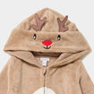 Pyjama No&euml;l effet velours &agrave; capuche taupe b&eacute;b&eacute;