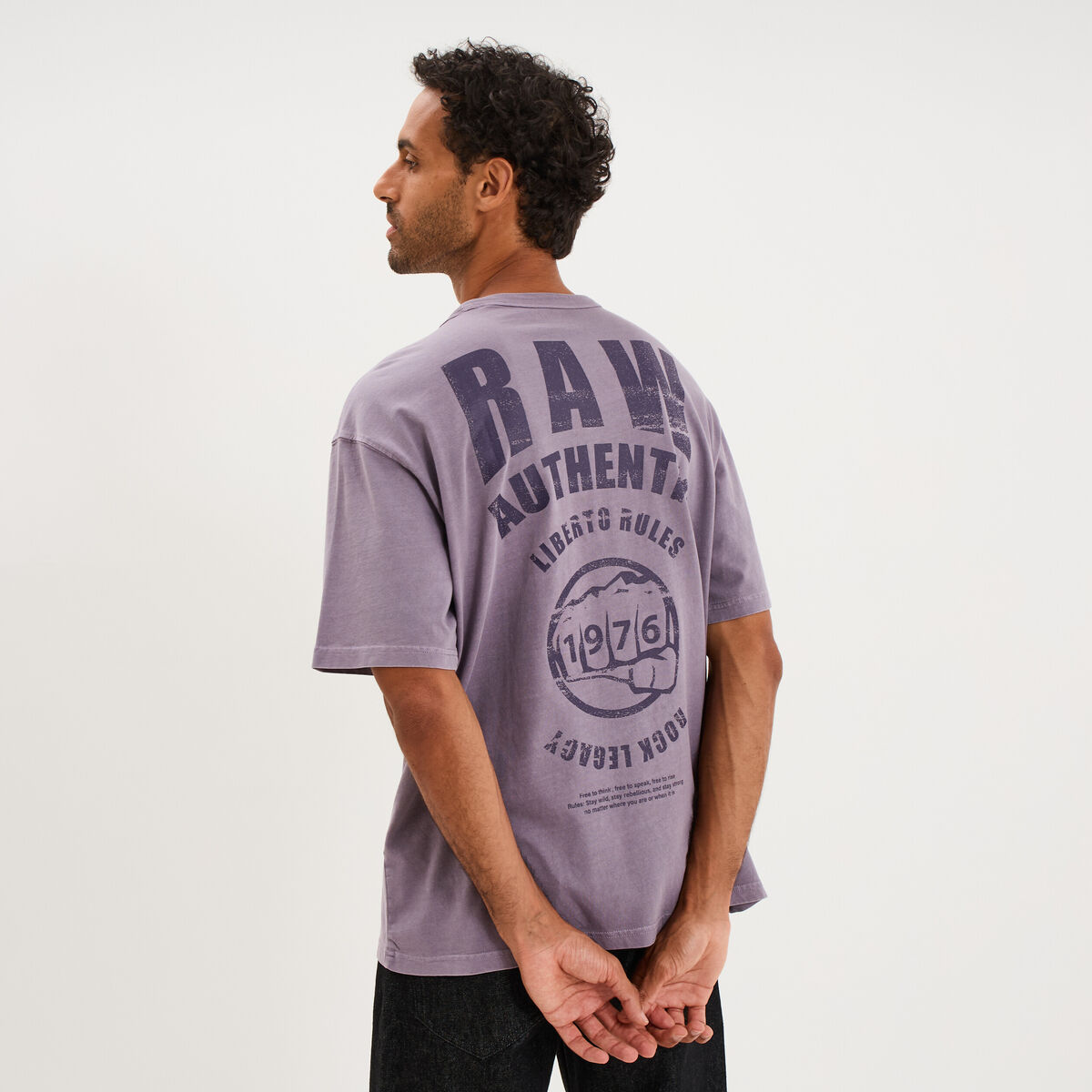 T-shirt 1 poche manches courtes coton violet homme