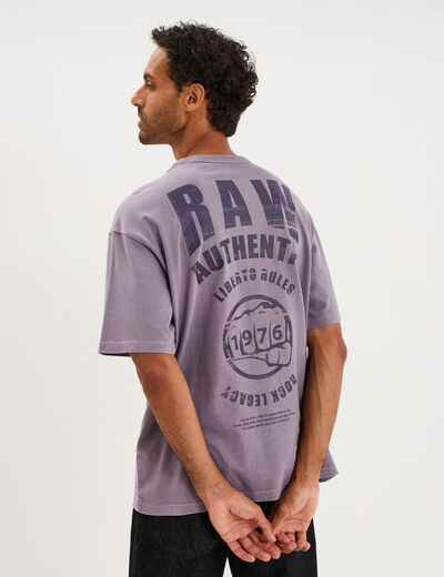 T-shirt 1 poche manches courtes coton violet homme
