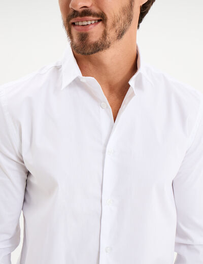 Chemise stretch manches longues blanc homme