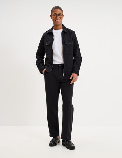 Pantalon chino regular taille &eacute;lastiqu&eacute;e noir homme