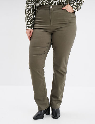 Pantalon straight taille haute Modavista vert kaki femme grande taille