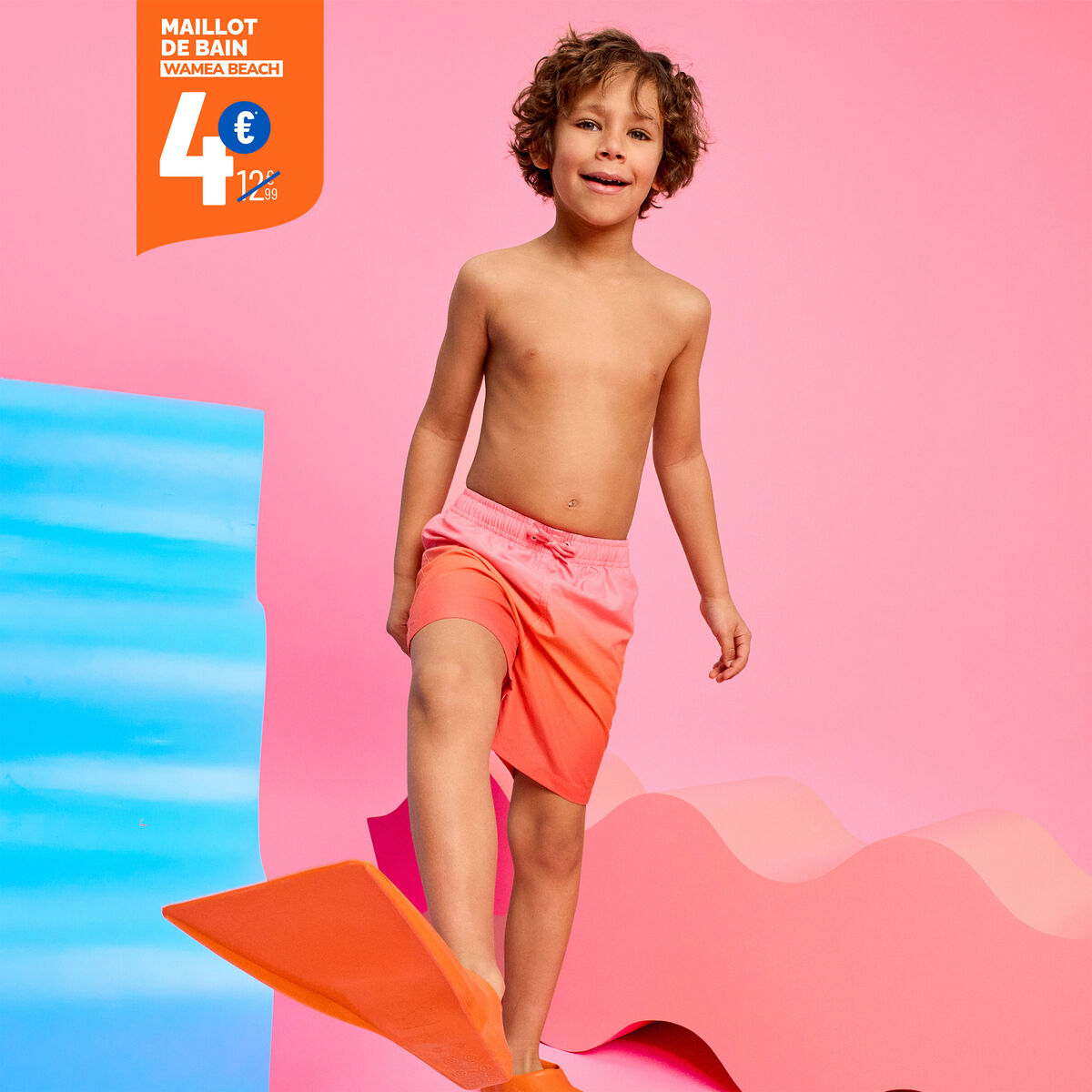 Short de bain orange gar&ccedil;on