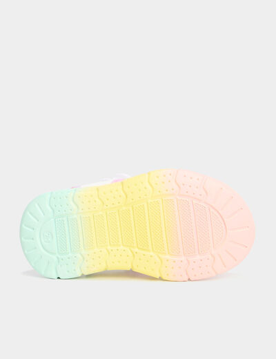 Sandales paillettes à scratchs multicolore bébé fille