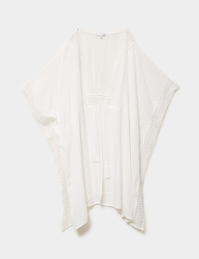 Robe de plage bandes dentelle blanc femme grande taille
