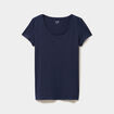 T-shirt coton col rond manches courtes bleu marine femme