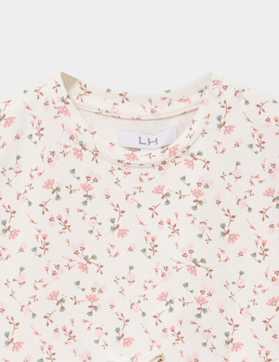 Robe patineuse manches courtes ecru b&eacute;b&eacute; fille