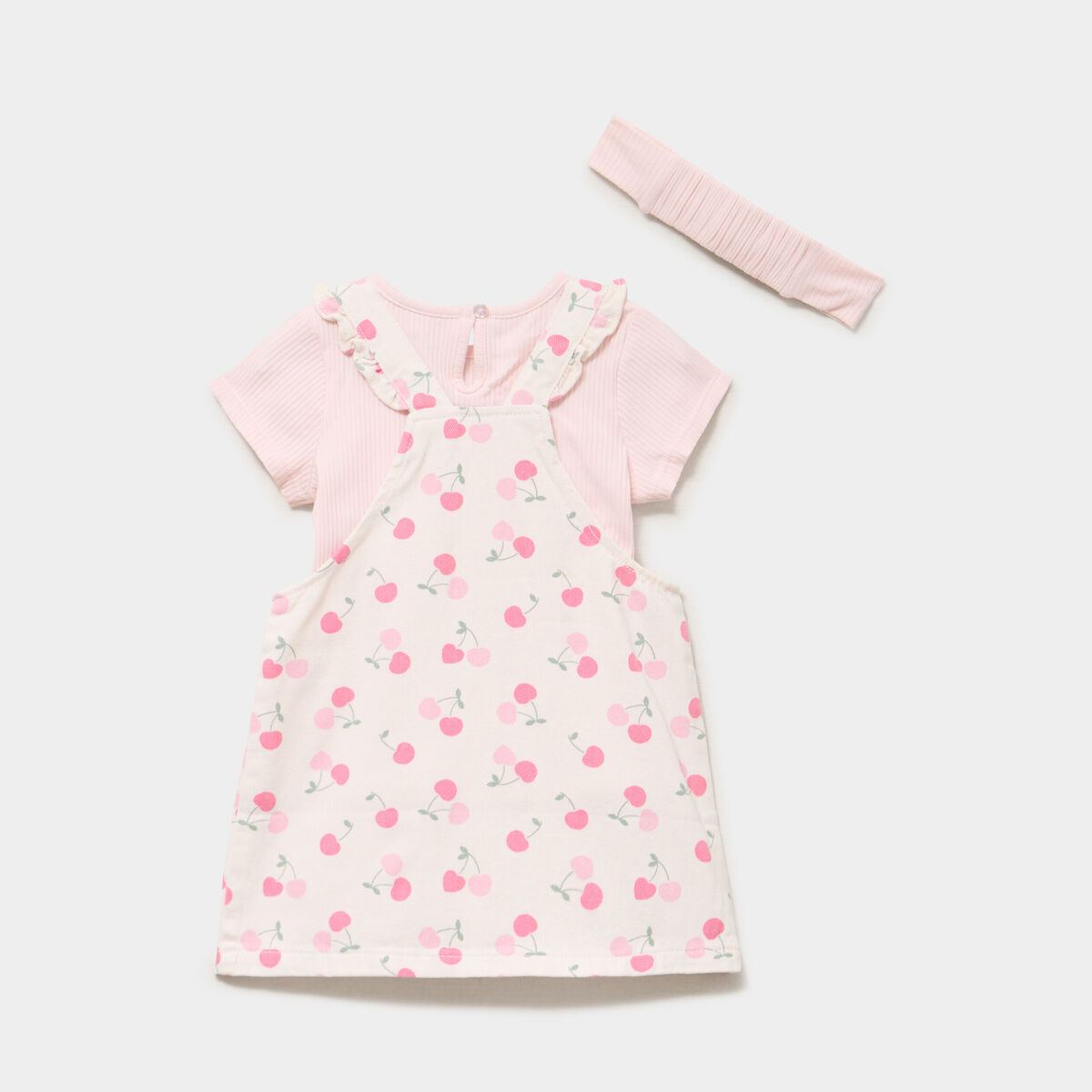 Ensemble robe 3 pi&egrave;ces coton creme b&eacute;b&eacute; fille
