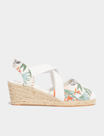 Sandales compensées brides croisées multicolore femme