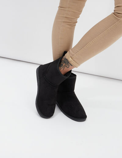 Bottines fourrées plates noir femme