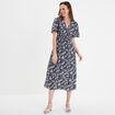Robe longue empire taille smockée Creeks bleu marine femme