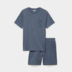 Ensemble pyjama short et t-shirt bleu gris homme