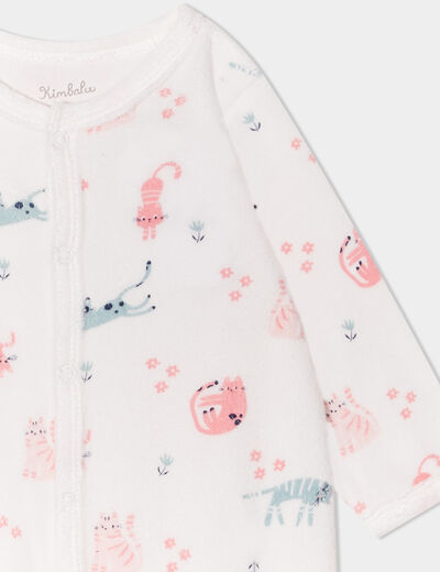 Pyjama dors-bien effet polaire ecru bébé fille