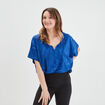T-shirt col V à chaine manches courtes bleu electrique femme