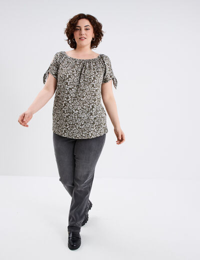 Jeans straight taille haute Modavista denim gris femme grande taille