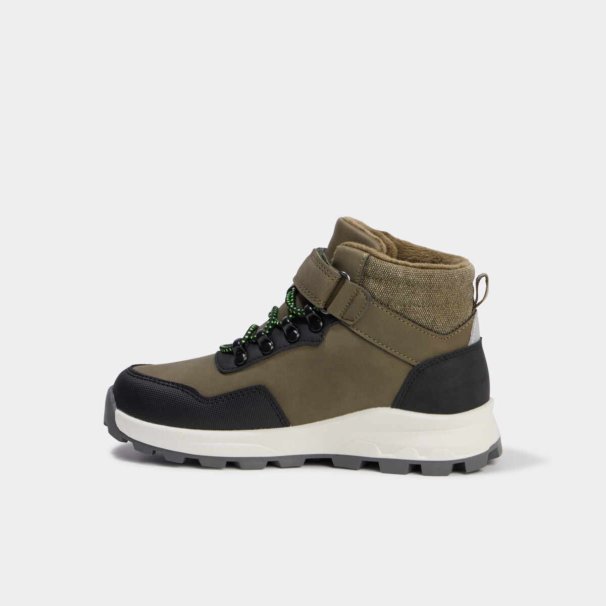 Boots &agrave; scratchs vert kaki gar&ccedil;on