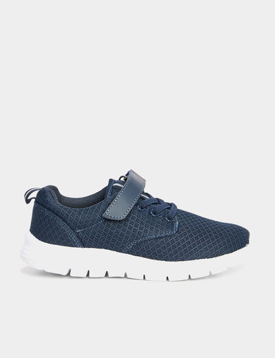 Baskets running à scratchs bleu marine garçon