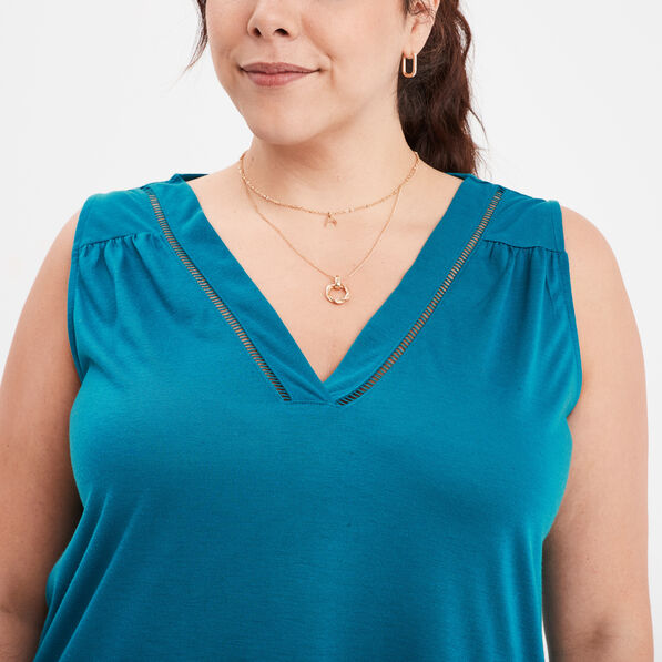 Débardeur col en V bleu canard femme grande taille
