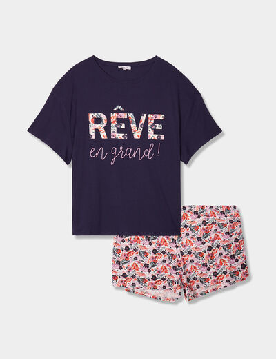Ensemble pyjama short 2 pièces Modavista ecru femme grande taille